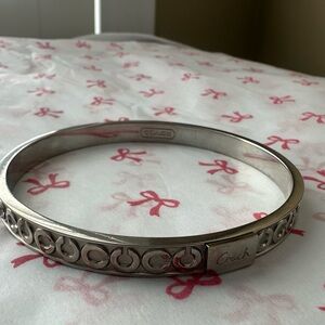 Coach Silver-Tone Signature Link Bangle Bracelet